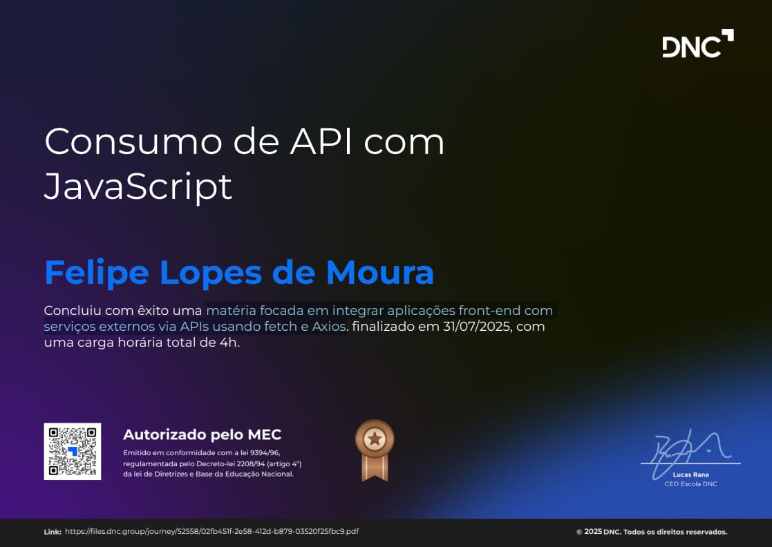 Consumo de API com JavaScript
